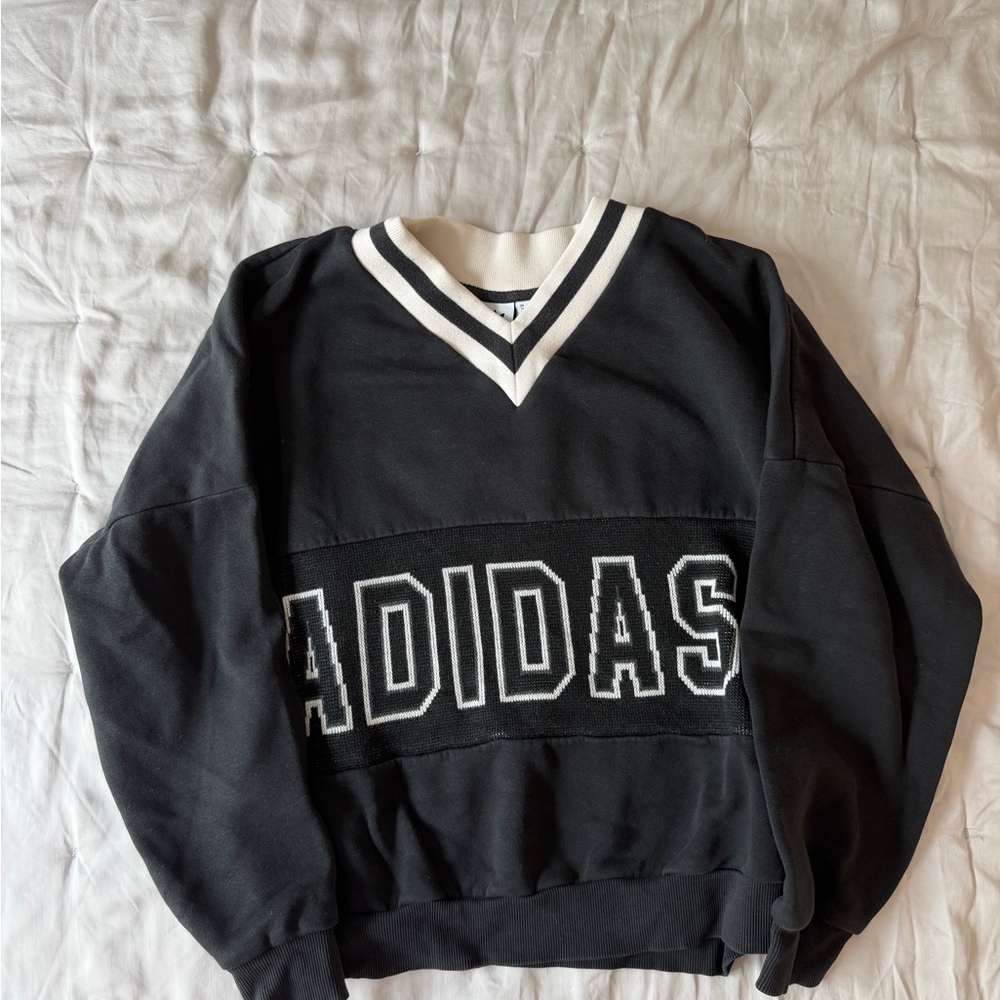 Adidas Monochrome Striped Collar Top